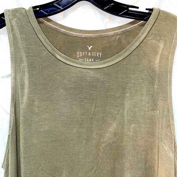 AMERICAN EAGLE OUTF. RAYON OLIVE TANK SZ XL - Picture 3 of 11
